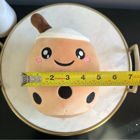Boba Milk Tea Cute Stuffed Plush with Straw Boba Pearls Character Happy Eyes 9” - Picture 5 of 9